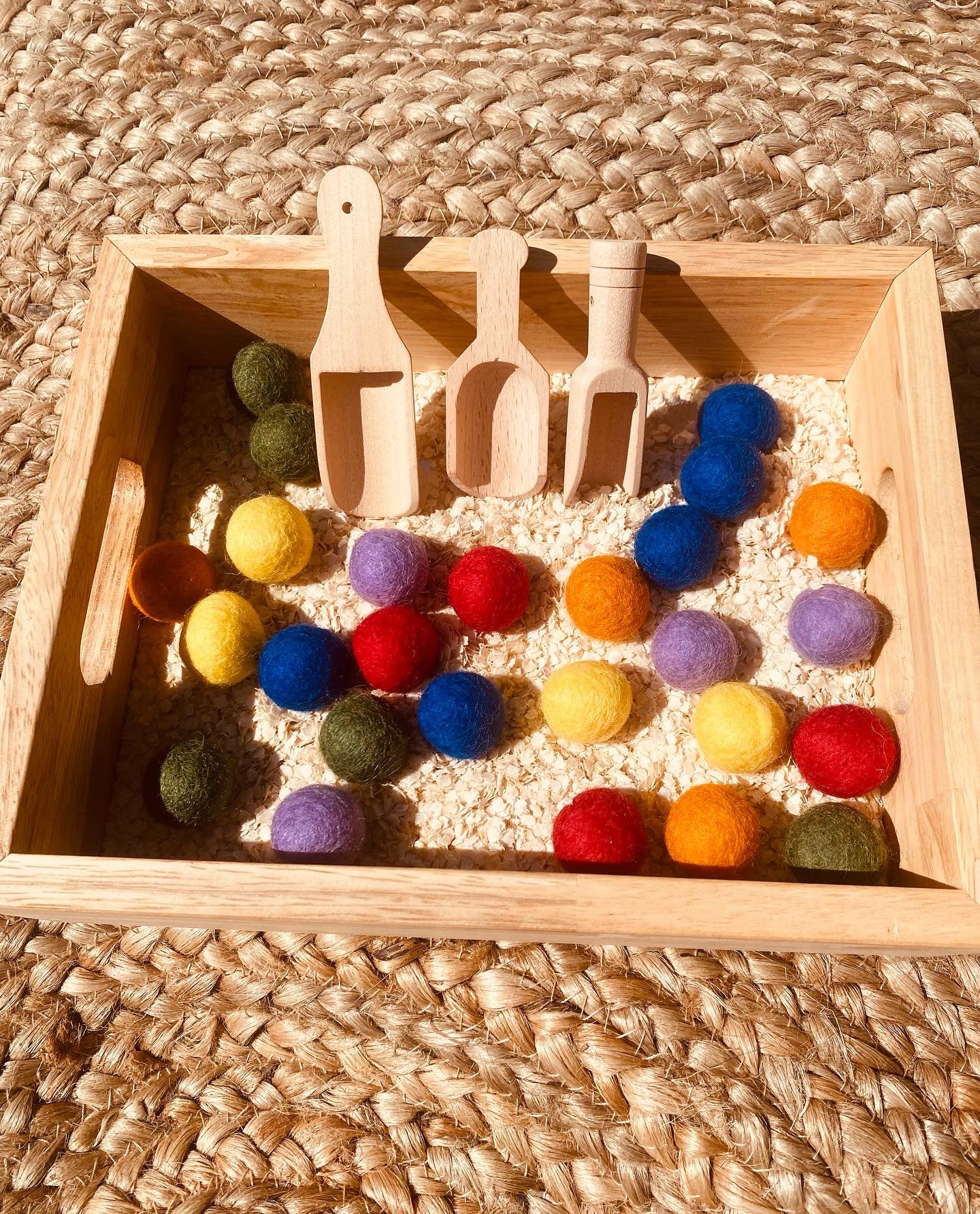 Rainbow felt balls, small 30pcs